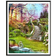 Laden Sie das Bild in den Galerie-Viewer, Landschaft 5D-Diamant-Malerei voller Diamanten ländlichen Wald Strand Blumen runden Diamant-Mosaik-Muster Heimtextilien DIY handgefertigt