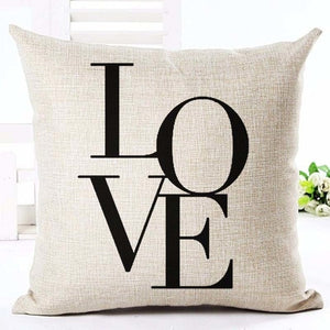 Lettre amour maison housses de coussin coton lin noir blanc taie d'oreiller canapé-lit nordique taie d'oreiller décorative almofadas 45x45cm