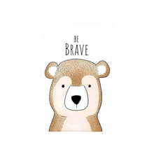 Загрузите изображение в программу просмотра галереи, Милая декоративная картина с изображением мультяшного животного «Будь храбрым, будь сильным», детская комната, детский сад, безрамная картина на холсте, настенная живопись для детей