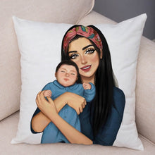 Charger l&#39;image dans la galerie, Super maman taie d&#39;oreiller courte en peluche décor dessin animé Super maman et bébé housse de coussin pour canapé maison voiture taie d&#39;oreiller taie d&#39;oreiller 45*45