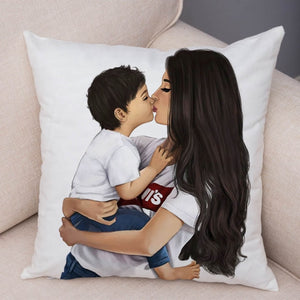 Чехол на подушку «Супер мама», короткий плюшевый декор с рисунком «Супер мама и ребенок», чехол для дивана, домашняя автомобильная наволочка, наволочка 45*45