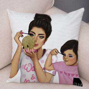 Super Mom Kissenbezug Kurz Plüsch Dekor Cartoon Super Mama und Baby Kissenbezug für Sofa Zuhause Auto Kissenbezug Kissenbezug 45 * 45