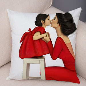 Super Mom Kissenbezug Kurz Plüsch Dekor Cartoon Super Mama und Baby Kissenbezug für Sofa Zuhause Auto Kissenbezug Kissenbezug 45 * 45
