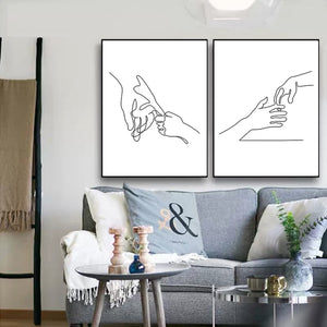 Wall Art Happy Family Canvas Painting Art Hand Drawn Lines Love Baby Nordic Posters For Kids&#39; Nursery Room Decor Wall Art Mural