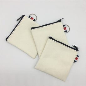 Bolso de lona pintado a mano en blanco para bricolaje, monedero con cremallera pura, monedero, monedero pequeño para chico
