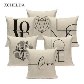 Fodera per cuscino moderna in lino federa 45 * 45 40 * 40 Love Heart Home Decor per divano letto Federa decorativa