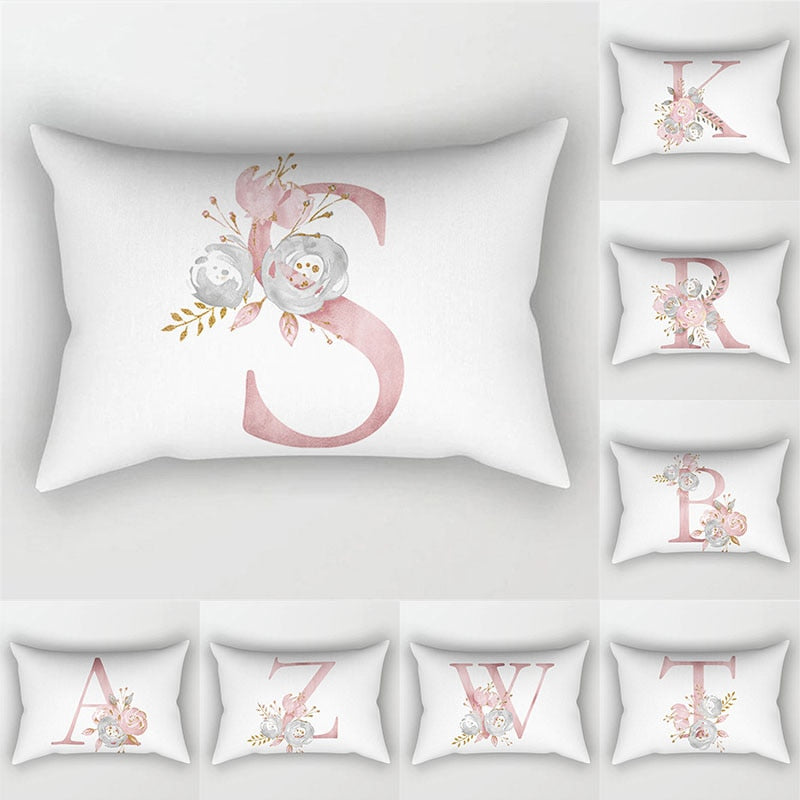 Rose lettre housse de coussin 30x50 Polyester taie d'oreiller canapé coussins décoratifs jeter oreillers couverture décoration de la maison taie d'oreiller