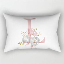 Carica l&#39;immagine nel visualizzatore della Galleria, Fodera per cuscino con lettera rosa 30x50 Federa in poliestere Cuscini del divano Cuscini decorativi Copertura Decorazione della casa Federa