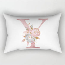 Carica l&#39;immagine nel visualizzatore della Galleria, Fodera per cuscino con lettera rosa 30x50 Federa in poliestere Cuscini del divano Cuscini decorativi Copertura Decorazione della casa Federa