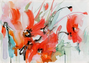 Pintura al óleo de flores de acuarela abstracta impresa en lienzo arte de pared moderno cuadro de flores para pared de salón póster Cuadros Decoración
