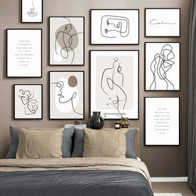 Abstrakte Linie Drewing Körper Gesicht Zitate Wandkunst Leinwand Malerei Nordic Poster und Drucke Wandbilder für Wohnzimmer Dekor