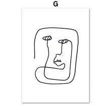 Laden Sie das Bild in den Galerie-Viewer, Abstrakte Linie Drewing Körper Gesicht Zitate Wandkunst Leinwand Malerei Nordic Poster und Drucke Wandbilder für Wohnzimmer Dekor