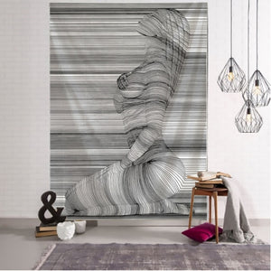Creative Line Draw Tapestry Wall Hanging Boho Decor Hippie Kiss Psychedelic Wall Tapestry Abstract Carpet Wall Cloth Tapestries