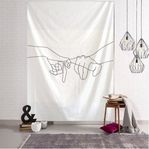 Creative Line Draw Tapestry Wall Hanging Boho Decor Hippie Kiss Psychedelic Wall Tapestry Abstract Carpet Wall Cloth Tapestries
