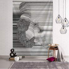 Загрузите изображение в программу просмотра галереи, Творческий гобелен с рисунком линии, настенный декор в стиле бохо, хиппи поцелуй, психоделический настенный гобелен, абстрактный ковер, настенная ткань, гобелены