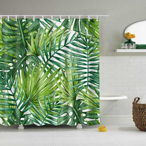 Зеленые тропические растения занавеска для душа Ванная комната водонепроницаемая полиэстеровая занавеска для душа листья 3d печать занавески для ванной с 12 крючками