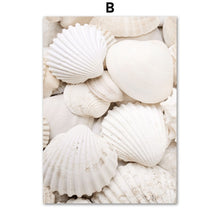 Charger l&#39;image dans la galerie, Blanc coquille plage fleur pissenlit mur Art toile peinture nordique affiches et impressions photos murales pour salon décor à la maison
