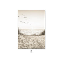 Carica l&#39;immagine nel visualizzatore della Galleria, Scandinavo Natura Paesaggio Tela Pittura Erba Ponte Spiaggia Tramonto Wall Art Poster Stampa nordica Immagine moderna Home Decor