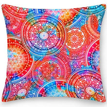 Cargar imagen en el visor de la galería, Funda de almohada de doble cara, funda de cojín cuadrada de poliéster, almohada étnica con flores, cojines de sofá de oficina bohemios, decoración del hogar