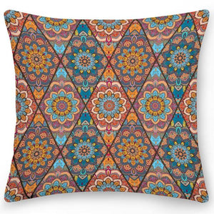 Double Sides Pillow Case Polyester Square Cushion Cover Throw Pillow Ethnic Flower Bohemian Office Sofa Pillows Home Decoration