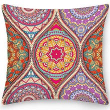 Cargar imagen en el visor de la galería, Funda de almohada de doble cara, funda de cojín cuadrada de poliéster, almohada étnica con flores, cojines de sofá de oficina bohemios, decoración del hogar
