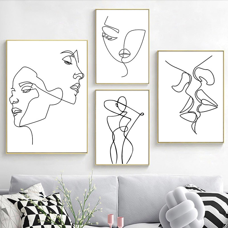 Nordic Minimalist  Figures Line Art Sexy Woman Body Nude Wall Canvas Paintings Drawing Posters Prints Decoration for Livingroom