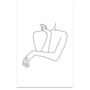 Nordic Minimalist  Figures Line Art Sexy Woman Body Nude Wall Canvas Paintings Drawing Posters Prints Decoration for Livingroom
