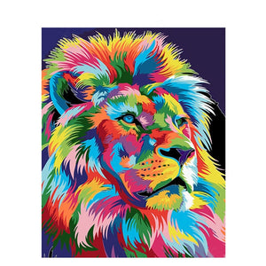 60x75 cm cadre peinture à la main par numéros acrylique animaux colorés peint à la main peinture à l'huile par numéros pour la décoration intérieure Art