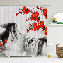Загрузите изображение в программу просмотра галереи, Занавески для душа в китайском стиле с цветами и птицами, водонепроницаемые занавески для ванной комнаты, 3d ткань с принтом и крючками, декоративная занавеска для душа, Whatarter