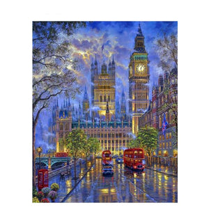 City Landscape Painting By Numbers For Adults DIY Kits HandPainted On Canvas With Framed Oil Picture Drawing Coloring By Number