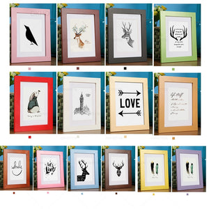Solid Wooden Photo Frame for Pictures Paintings Wall Decoration A4 A3 Siza Beautiful Black White Red Blue Brown Frame