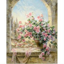 Cargar imagen en el visor de la galería, Cuadro de flores blancas con marco, pintura artesanal por números, cuadro de arte de pared moderno, pintura acrílica, regalo único para decoración del hogar, obra de arte de 40x50cm