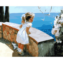 Cargar imagen en el visor de la galería, Cuadro de flores blancas con marco, pintura artesanal por números, cuadro de arte de pared moderno, pintura acrílica, regalo único para decoración del hogar, obra de arte de 40x50cm