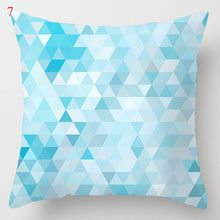 Laden Sie das Bild in den Galerie-Viewer, Seeblauer Marmor Geometrischer Sofakissenbezug Dekorativer Kissenbezug Polyester Dekokissenbezüge Wohnkultur Kissenbezug 45*45cm