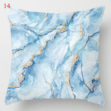 Laden Sie das Bild in den Galerie-Viewer, Seeblauer Marmor Geometrischer Sofakissenbezug Dekorativer Kissenbezug Polyester Dekokissenbezüge Wohnkultur Kissenbezug 45*45cm