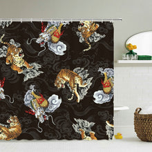 Cargar imagen en el visor de la galería, Cortinas de ducha de árbol de flores y pájaros, cortina de baño, decoración de baño impermeable con ganchos, cortina de baño con impresión 3d