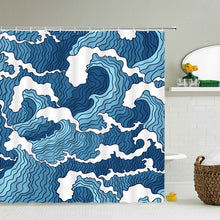 Cargar imagen en el visor de la galería, Cortinas de ducha de árbol de flores y pájaros, cortina de baño, decoración de baño impermeable con ganchos, cortina de baño con impresión 3d