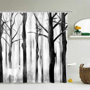 Flower and Birds Tree Shower Curtains Bath Curtain Waterproof Bathroom Decor With Hooks 3d Printing Bath Curtain