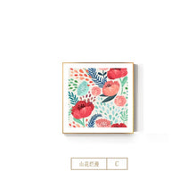Carica l&#39;immagine nel visualizzatore della Galleria, Stile nordico Piante verdi Foglia Tela Poster Stampa Moderna Fiori rossi Wall Art Pittura Decorazione Immagini Camera dei bambini Home Decor