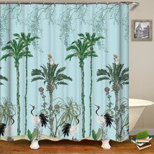 Cargar imagen en el visor de la galería, Cortinas de ducha de árbol de flores y pájaros, cortina de baño, decoración de baño impermeable con ganchos, cortina de baño con impresión 3d