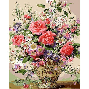 Peinture à l'huile par numéros fleur sur toile avec cadre dessin à la main peintures pour adultes photo coloriage par numéro décoration Art