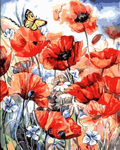 Ölgemälde nach Zahlen Blume auf Leinwand mit Rahmen handgefertigte Zeichnungsfarben für Erwachsene Bild Malen nach Zahlen Dekoration Kunst