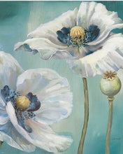 Carica l&#39;immagine nel visualizzatore della Galleria, Picture By Numbers Kit di pittura ad olio fiore bianco blu fatto a mano regalo fai da te nemico adulti bambini 60x75 cm cornice decorazione della casa