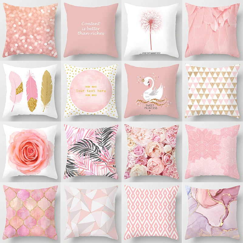 Nueva funda de cojín de plumas de flores rosas, funda de almohada moderna, fundas de almohada de estilo nórdico, funda decorativa para cojines de sofá