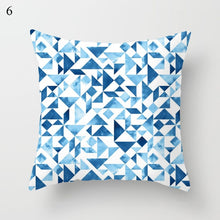 Laden Sie das Bild in den Galerie-Viewer, Seeblauer Marmor Geometrischer Sofakissenbezug Dekorativer Kissenbezug Polyester Dekokissenbezüge Wohnkultur Kissenbezug 45*45cm