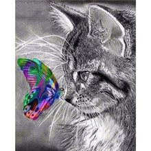 Load image into Gallery viewer, Diy Pictures By Numbers Kits For Adults Handpainted Color Cat With Butterfly Oil Painting By Number