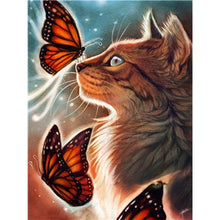Load image into Gallery viewer, Diy Pictures By Numbers Kits For Adults Handpainted Color Cat With Butterfly Oil Painting By Number