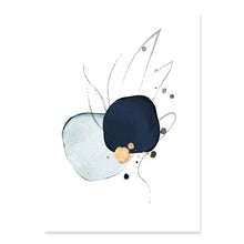 Load image into Gallery viewer, Modern Abstract Blue Drawn Sketch Canvas Painting Minimalist Gold Line Wall Art Poster Print Picture for Living Room Home Decor