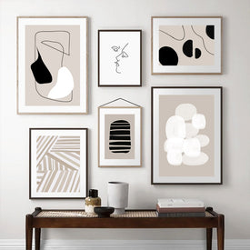 Moderna linea astratta arte beige nero minimalista tela pittura poster stampa immagini murali soggiorno interno decorazione della casa