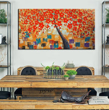 Carica l&#39;immagine nel visualizzatore della Galleria, Moderno dipinto a mano astratto grande albero dei soldi in oro fiore pittura a olio 3d su tela Home Decor immagine di arte della parete per soggiorno